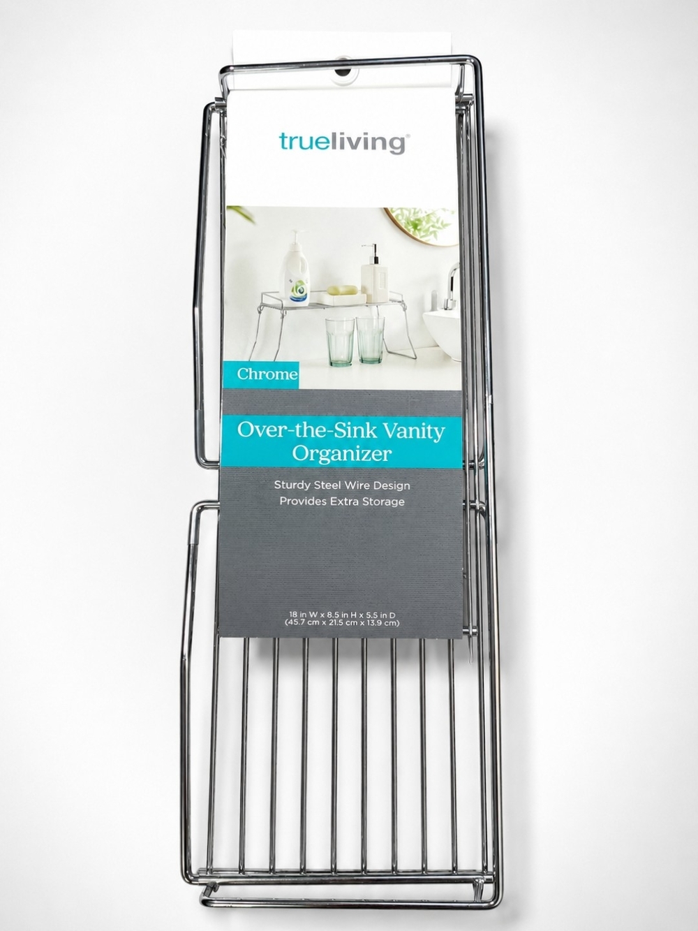 trueliving Chrome Over-the-Sink Vanity Organizer - Chrome